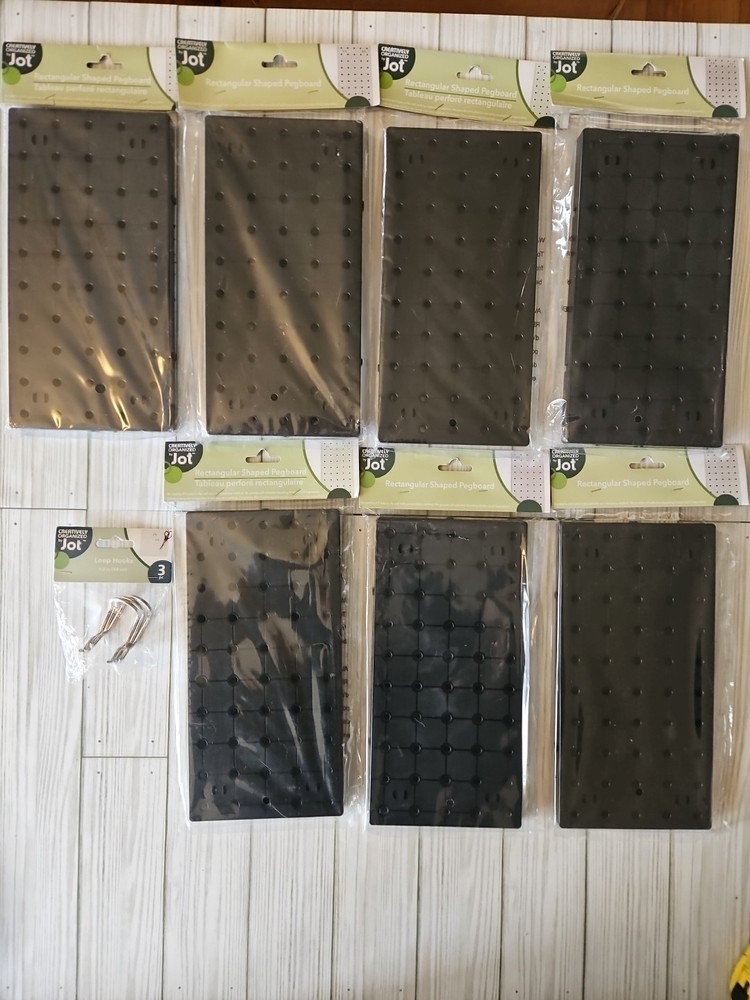 7 Lot Creatively Organizer by Jot Pegboard Black Plastic & Loop Hooks Office