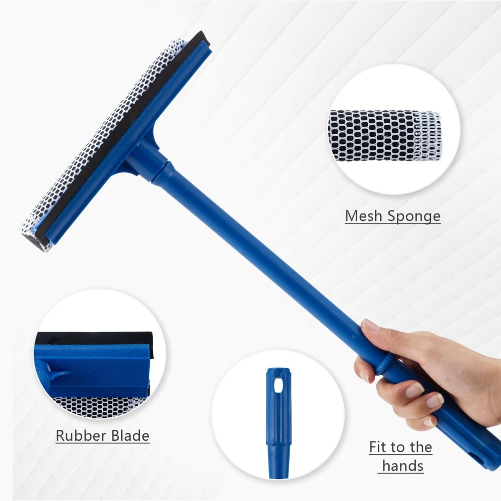 15.9" Window Squeegee for Car,2 in 1 Plastic pole, Blue