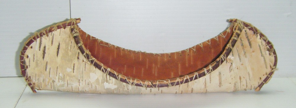 2 Vintage Hand-Made Birch Bark Canoes
