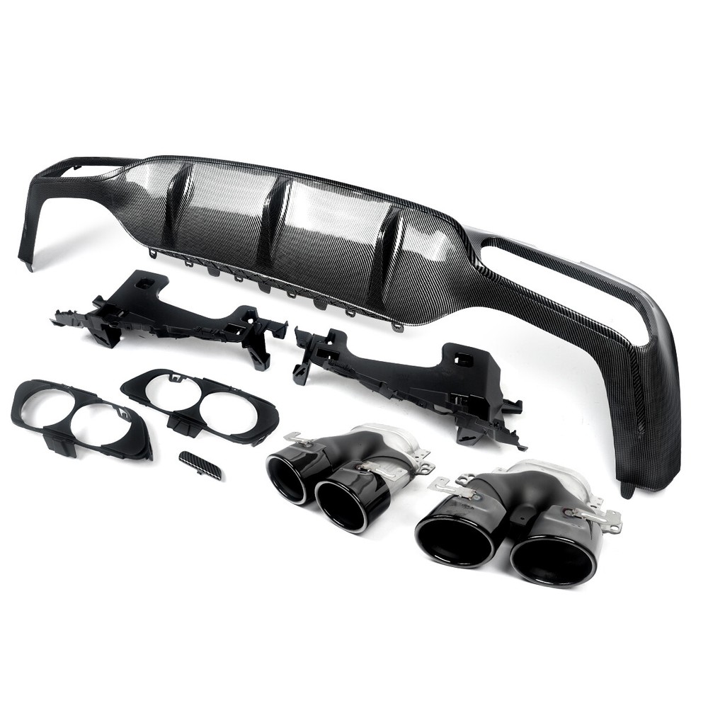 E53 Style Rear Diffuser Lip w/ Exhaust Tips For Benz W213 E300 E43 E53 2016-2020