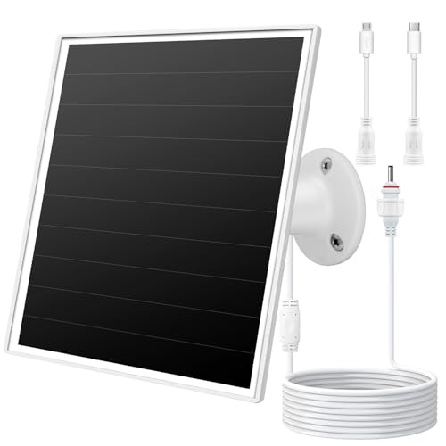 6W Solar Panel Charger for Outdoor Security Cameras. Micro USB/USB white-1Pack