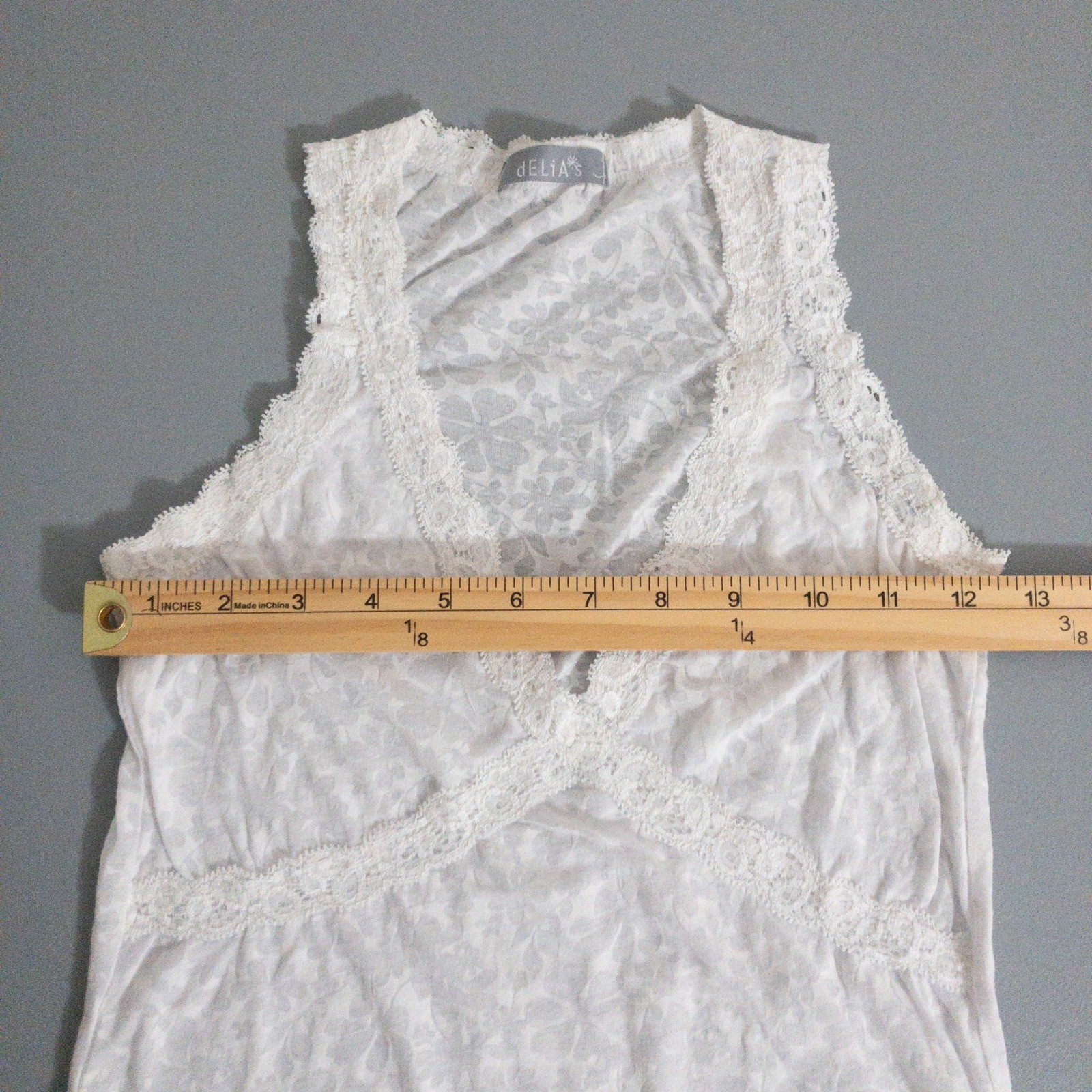 Delias Burnout Babydoll Y2K Tank Top Womens XS White Layer Piece