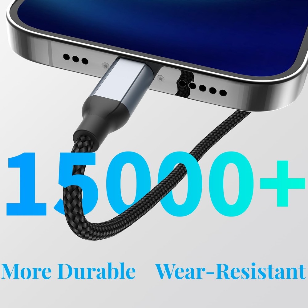 2 FT iPhone Charging Cable, 2 Pack [MFi Certified] USB to 2 FT, Black