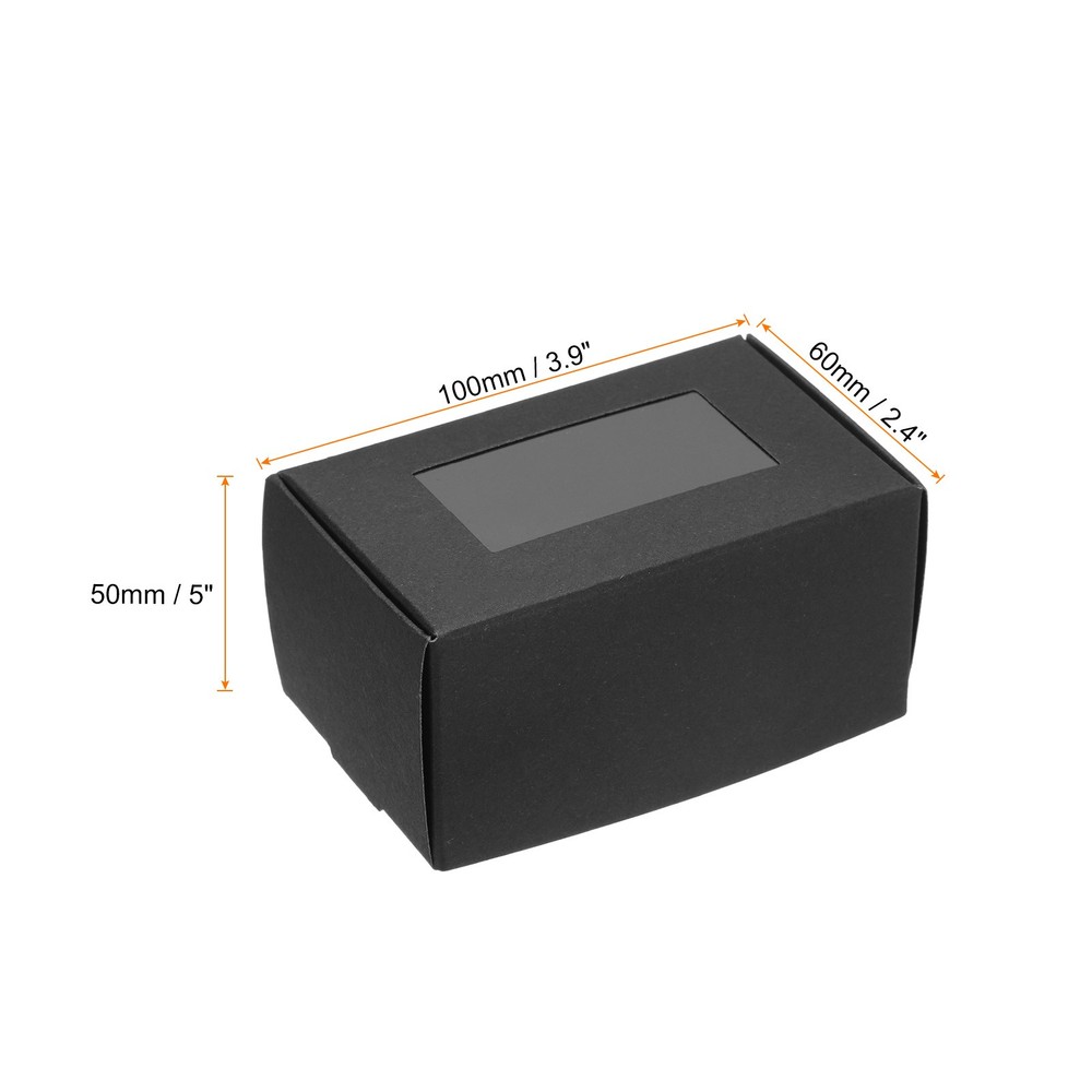 40Pack 3.9"x2.4"x2" Paper Soap Box with Window Rectangle Black for Gift