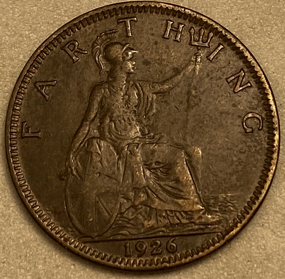 1926 Great Britain  FARTHING -  NICE DETAIL   PLEASE READ DESCRIPTION  164
