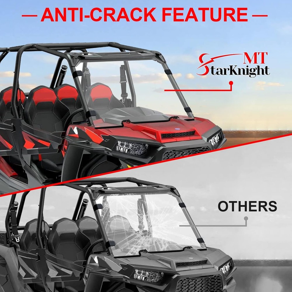StarknightMT Scratch-Resistant Full Windshield Compatible with Polaris Clear