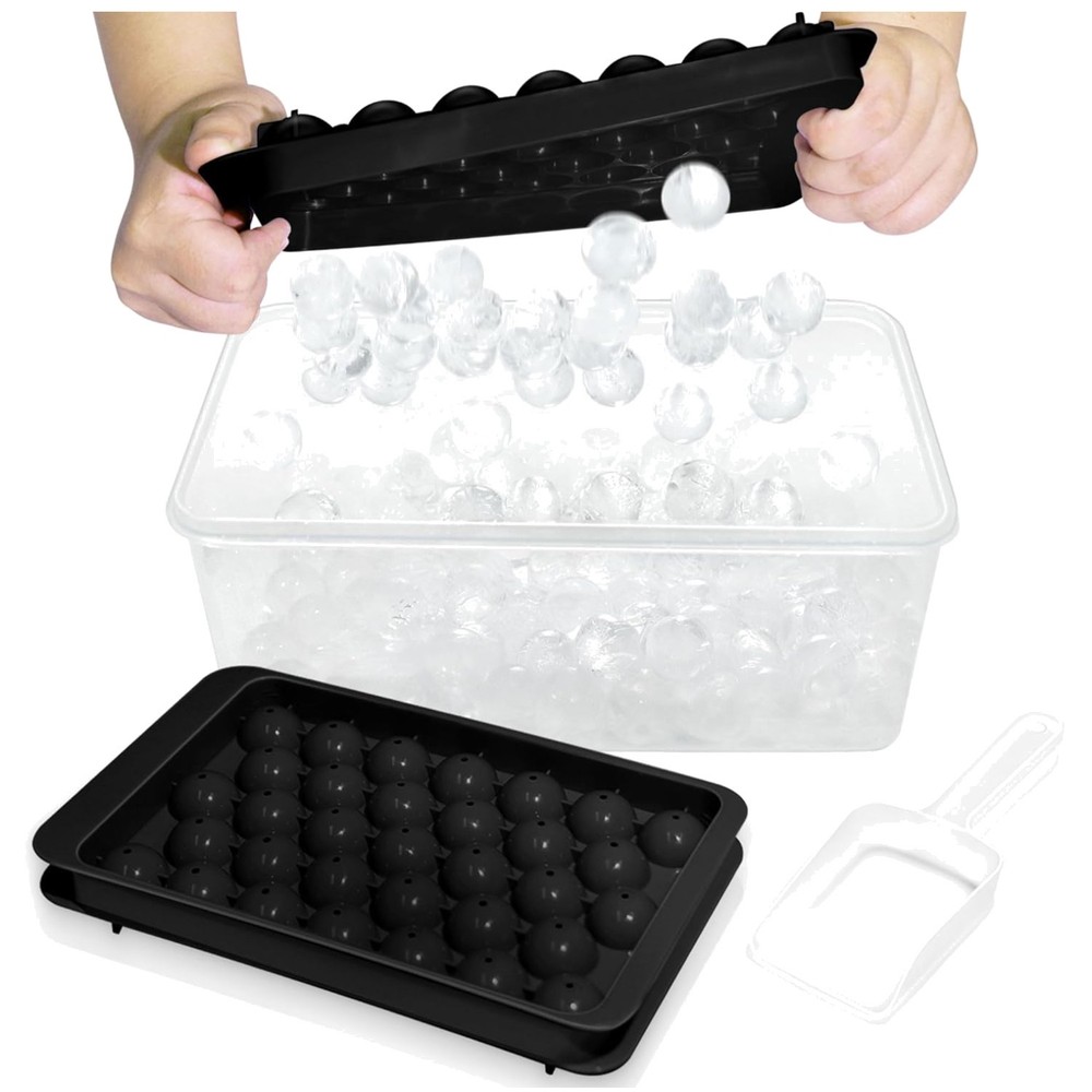 Versatile Ice Cube Tray with Lid - Create Beautifully Round Ice Balls Easily
