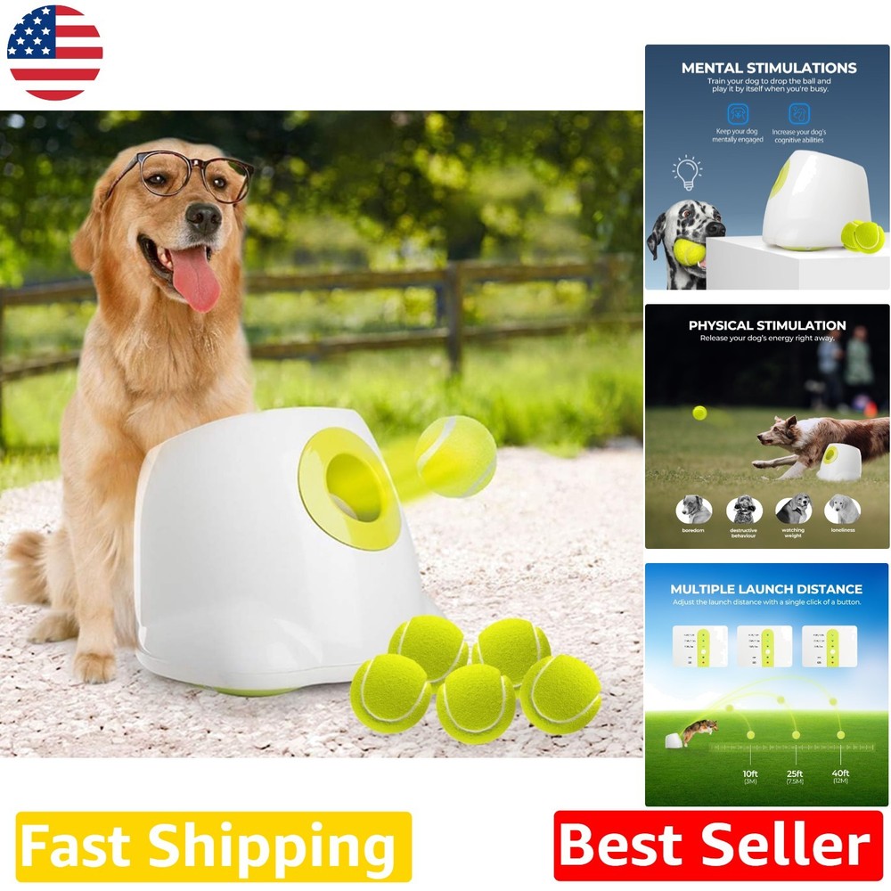 Automatic Dog Ball Launcher Large Dogs Rechargeable Interactive Fetch Toy