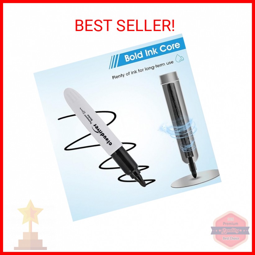 cloudriver Jumbo Size Permanent Markers, Black, 20 Pack, Large Permanent Markers