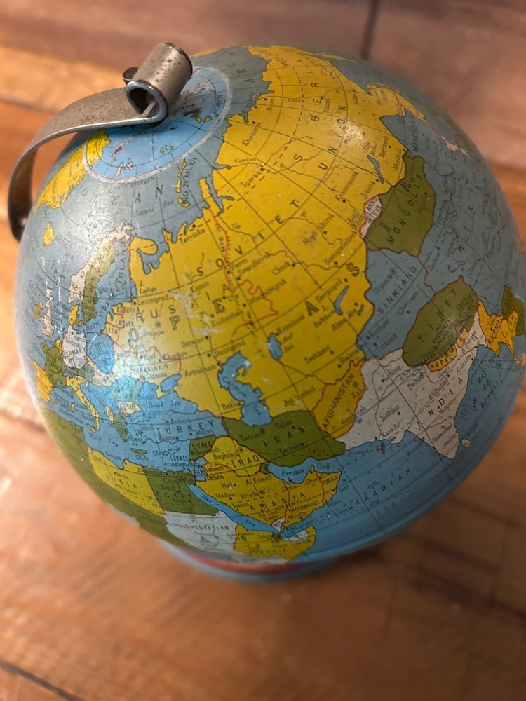 Vintage Ohio Art Co Tin Lithograph Globe.