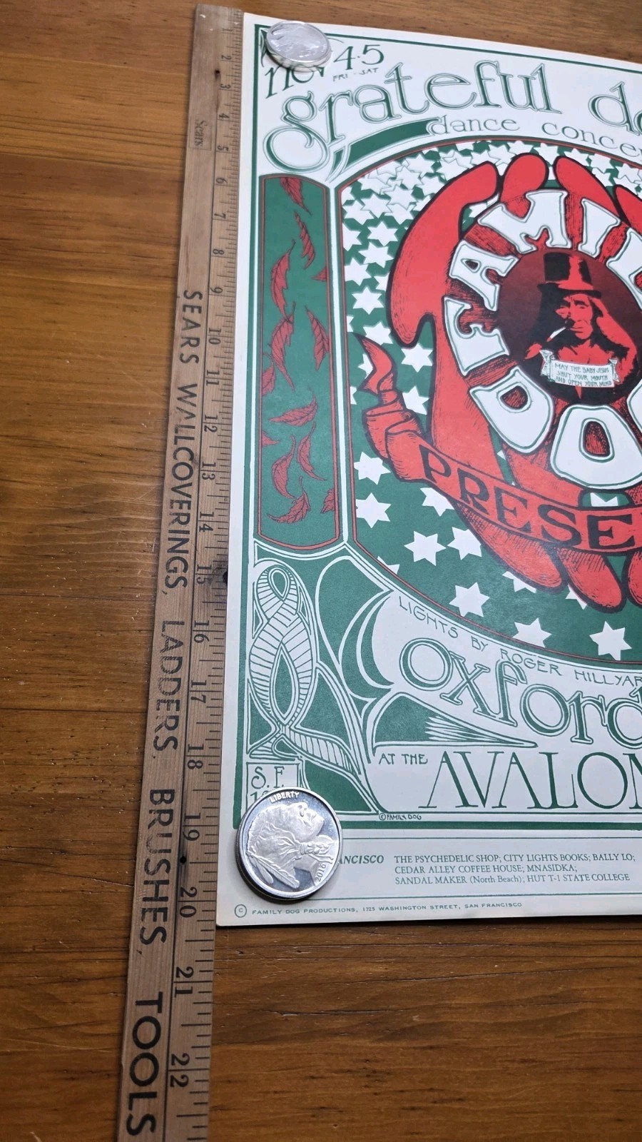 RARE 1966 GRATEFUL DEAD CONCERT POSTER FD-33-3 AVALON EXCELLENT COND.