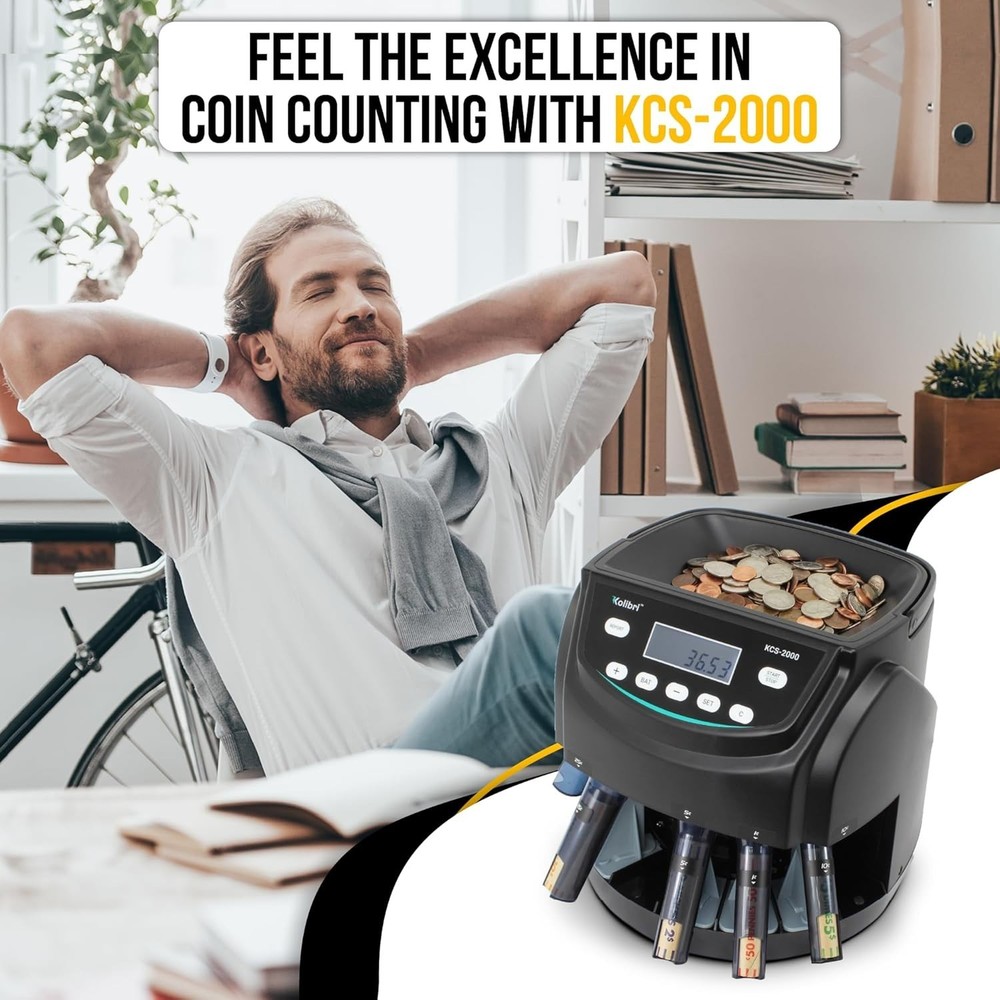 KCS-2000 Professional USD Coin Counter Machine, Coin Sorter, Wrapper/Roller |...