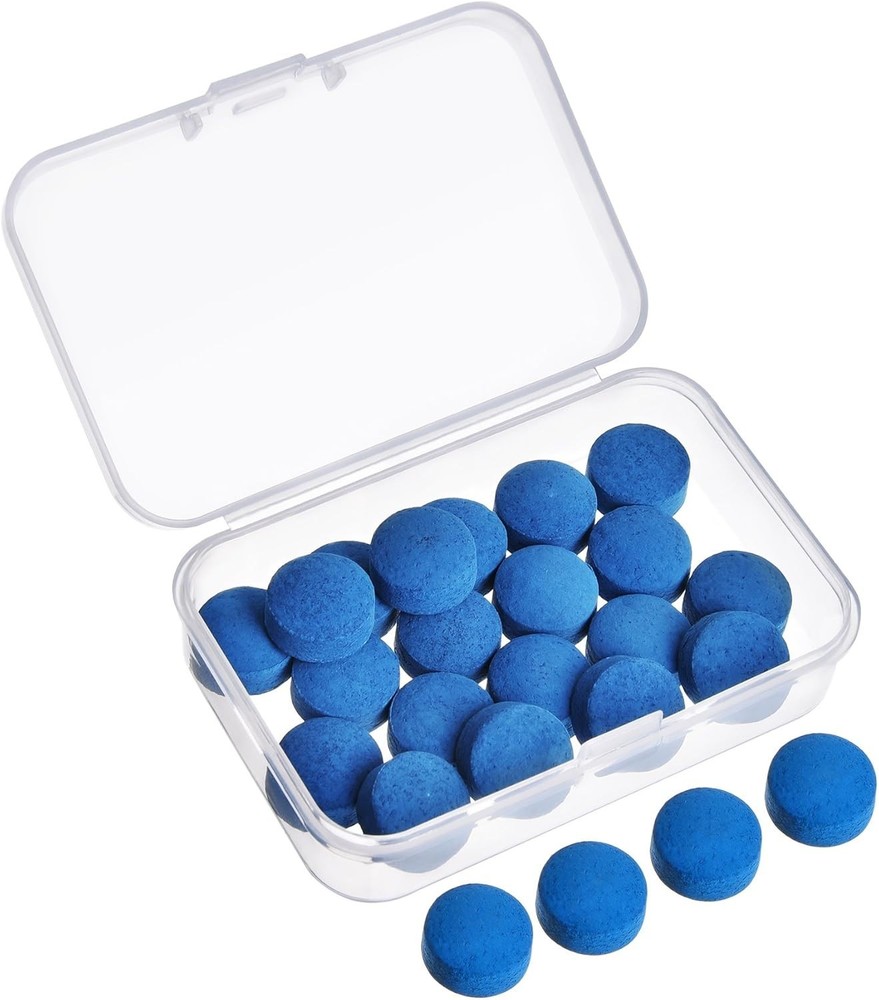 Billiard Cue Tips Replacement Kit - 20 Durable Leather Tips with Storage Case