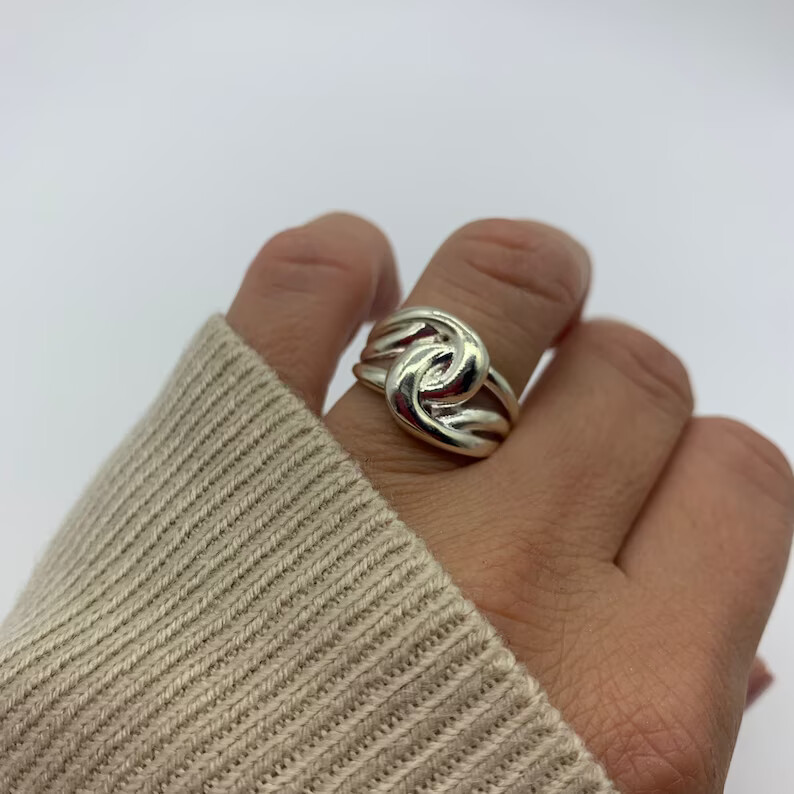 Knot Thumb 925 Sterling Silver Wide Band& Statement Ring Handmade Ring All size