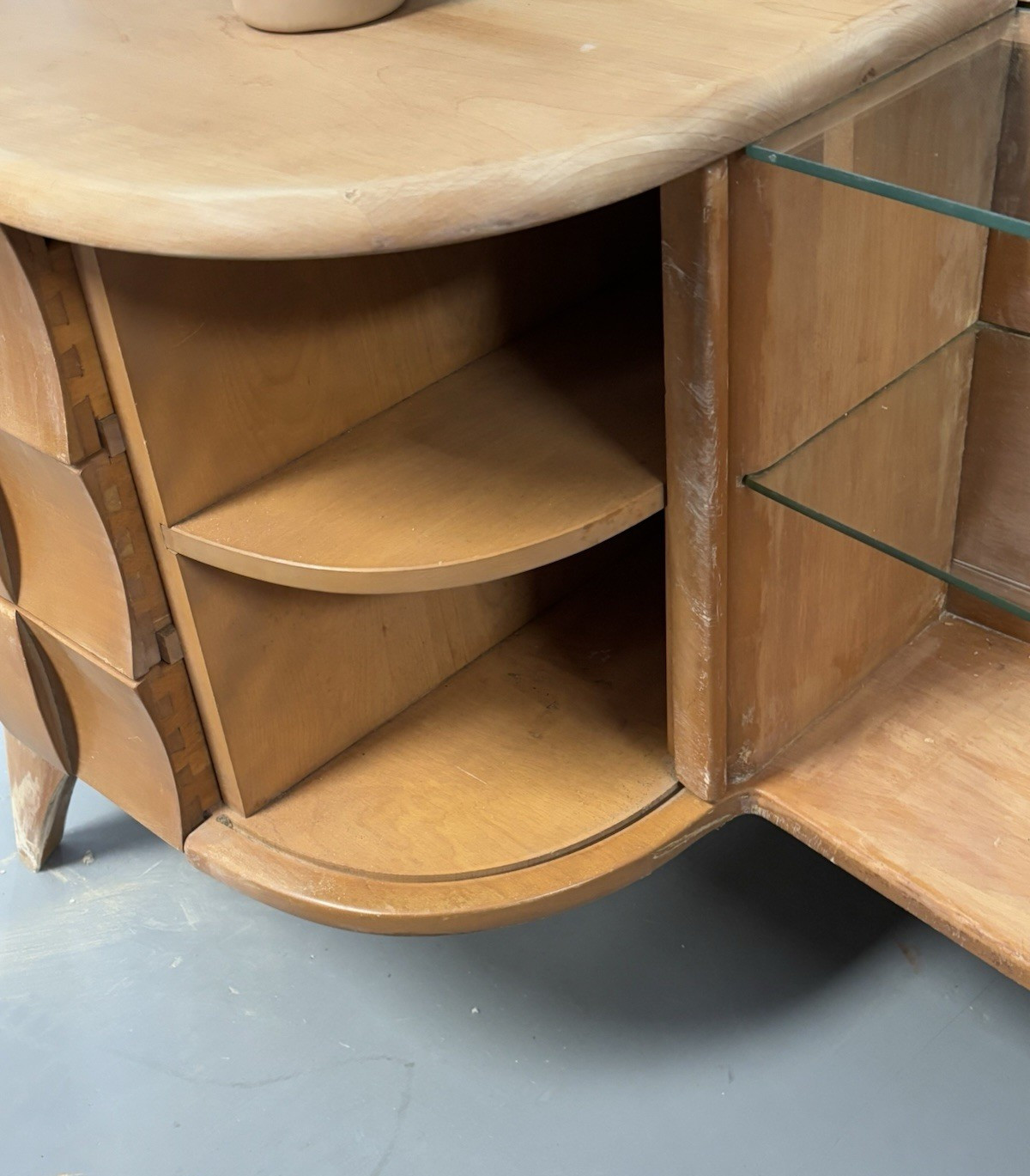 Heywood Wakefield Mid Century Modern Sculptura Vanity & Mirror Needs Refurbish