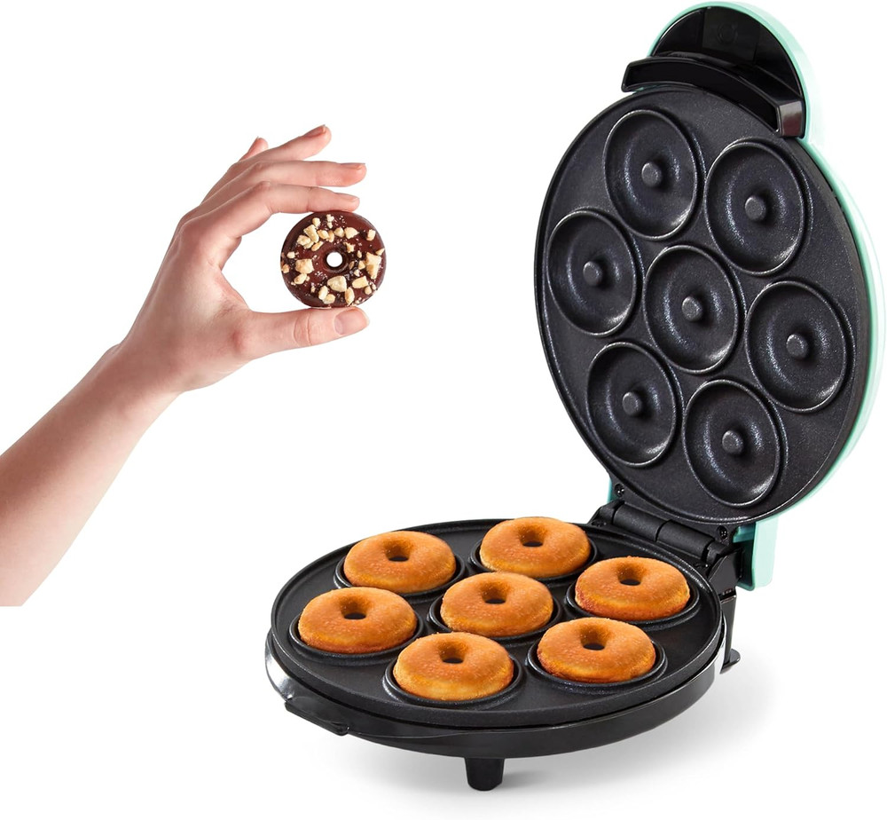 Mini Donut Maker Machine for Kid-Friendly Breakfast, Snacks, Desserts & More wit