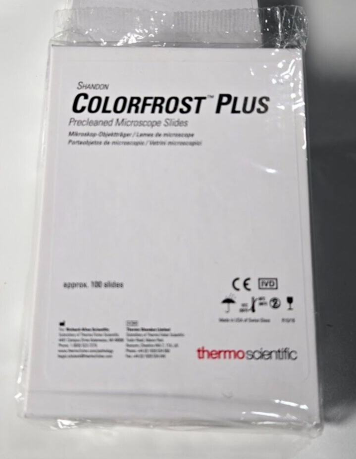 Microscope Slides - Shandon Colorfrost Plus NEW Unopened + Precleaned 100 count