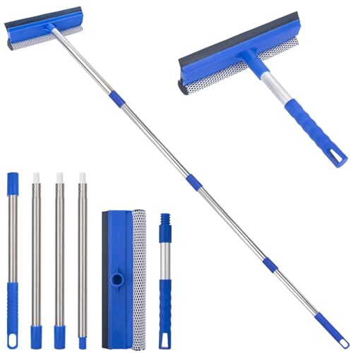 Window Squeegee and Microfiber Scrubber Set, 2-In-1 Window Cleaning Kit