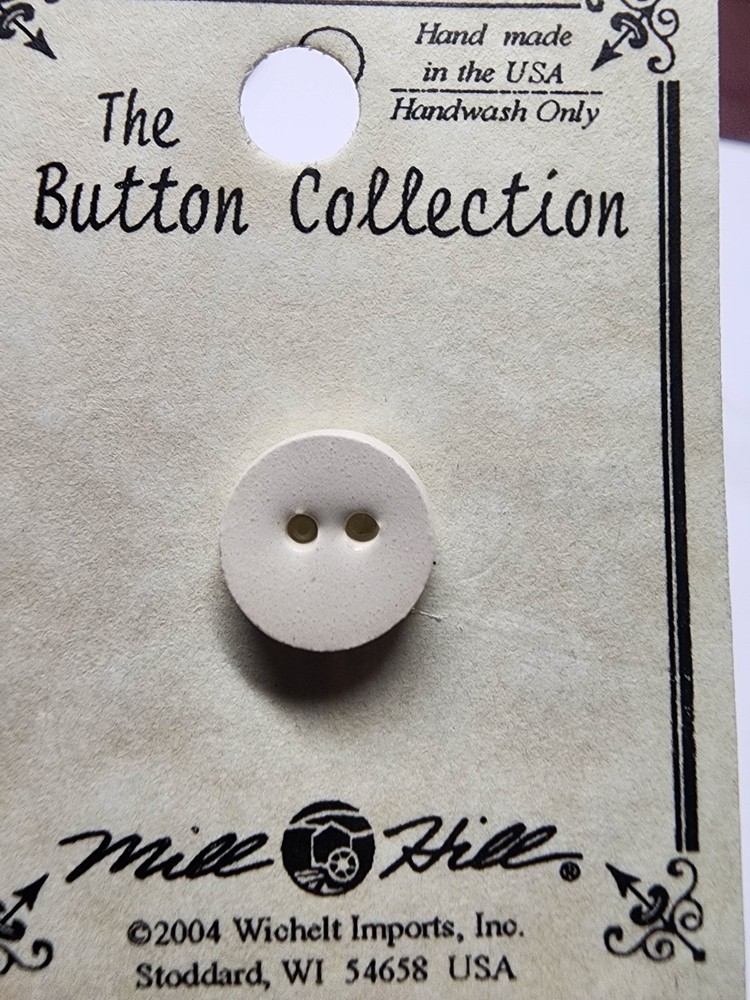 DIY Mill Hill Ceramic Button - Small Round White Button