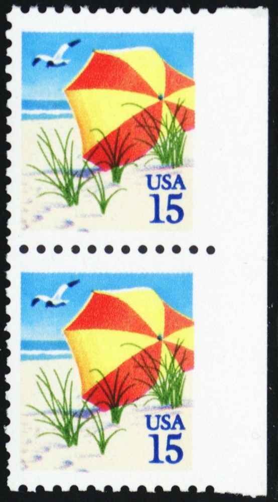 2443 Var - 15¢ Imperforate Margin Error Pair - Stuart Katz