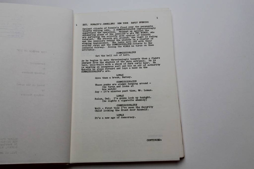 EMPEROR ON ICE / Anthony Masters 1970's Unproduced Screenplay