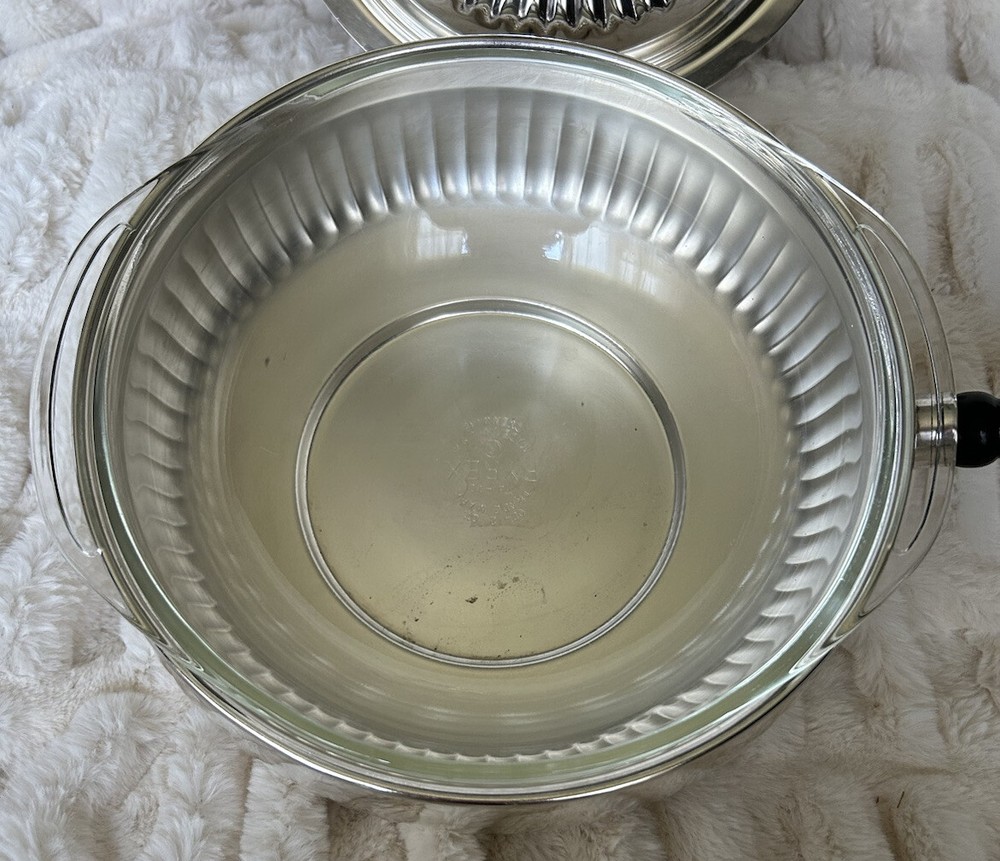 Crosby Handled Silver-plated Casserole Dish With Lid & Pyrex Casserole Dish Vtg