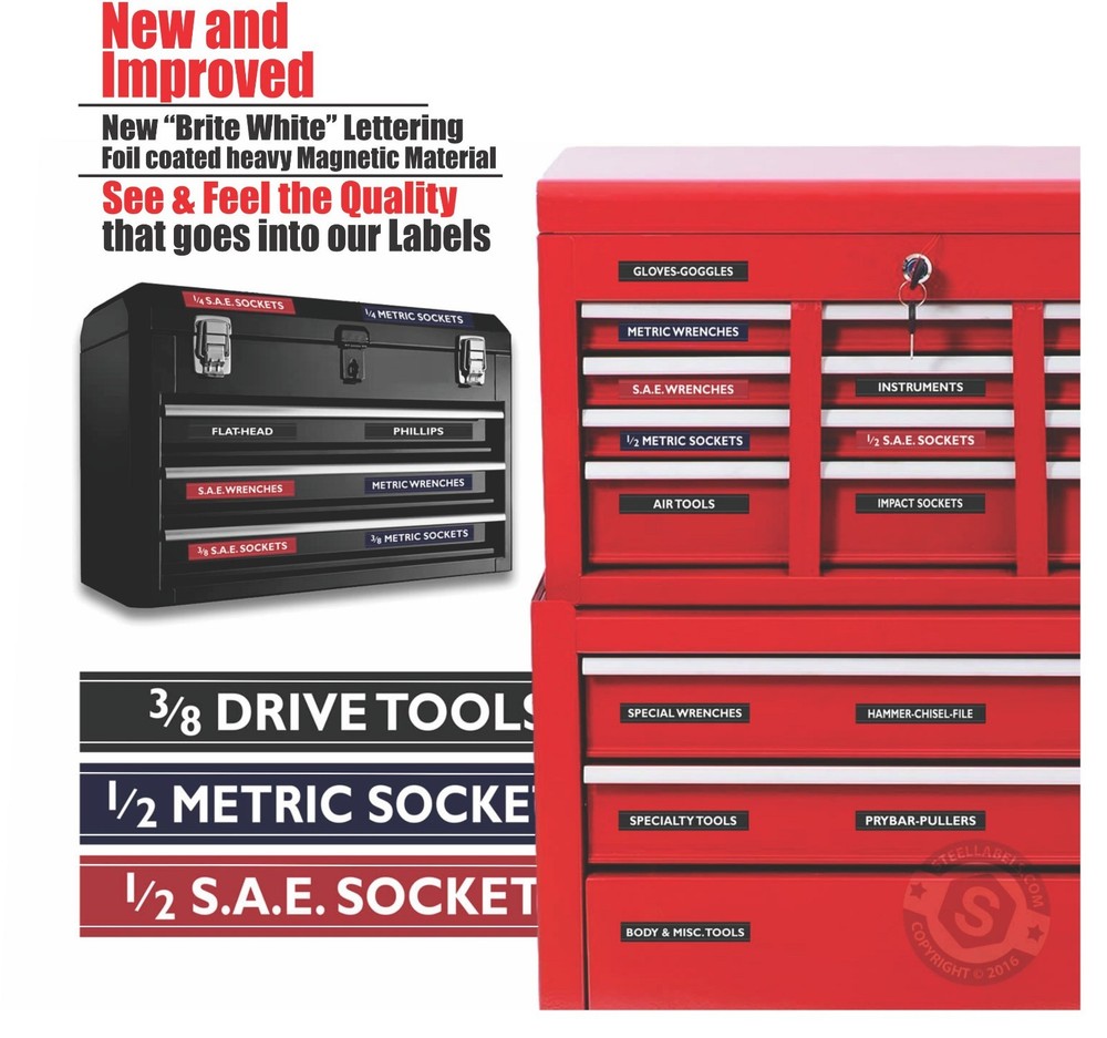 2 PACK TOOL BOX LABELS all Chest & Boxes - Storage Cabinets (Green)