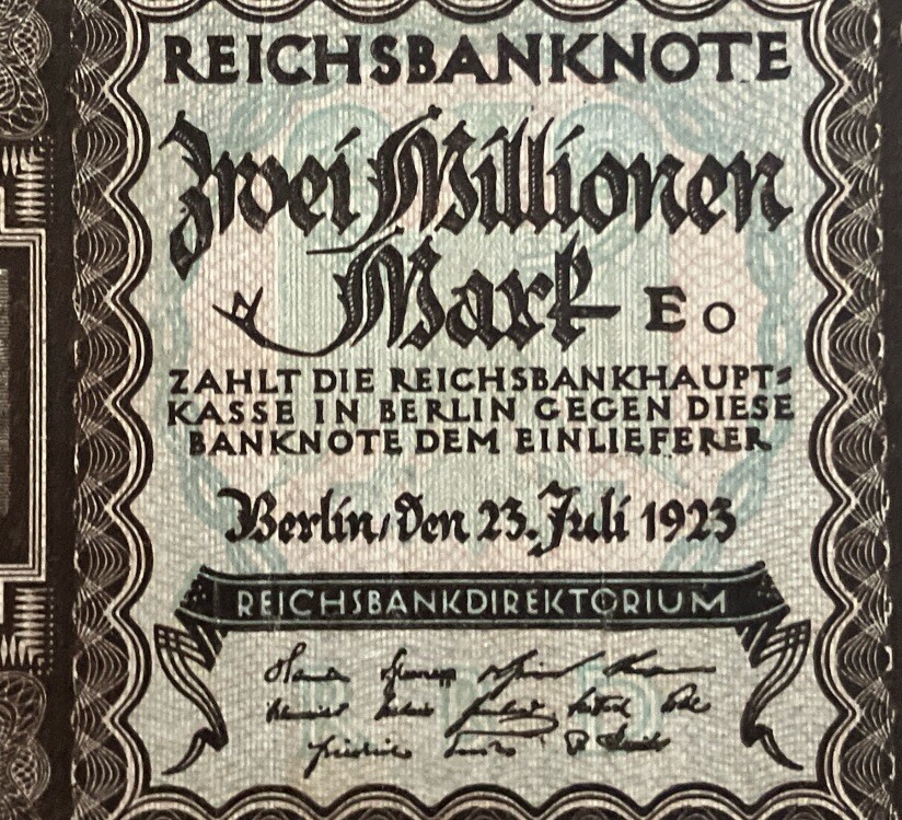 Germany Banknote. 2 Million Mark. Dated 1923. Pick 89. Rare Note