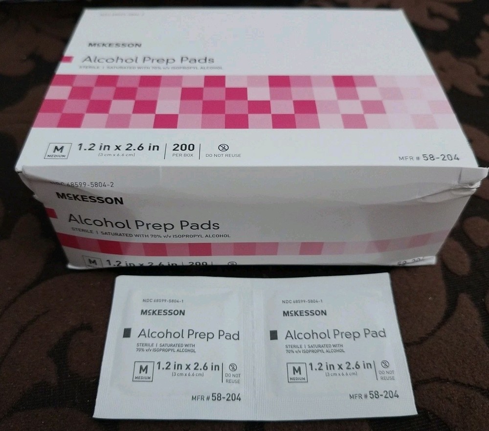 McKesson Alcohol Prep Pads 200 Pack. Medium. Sterile.