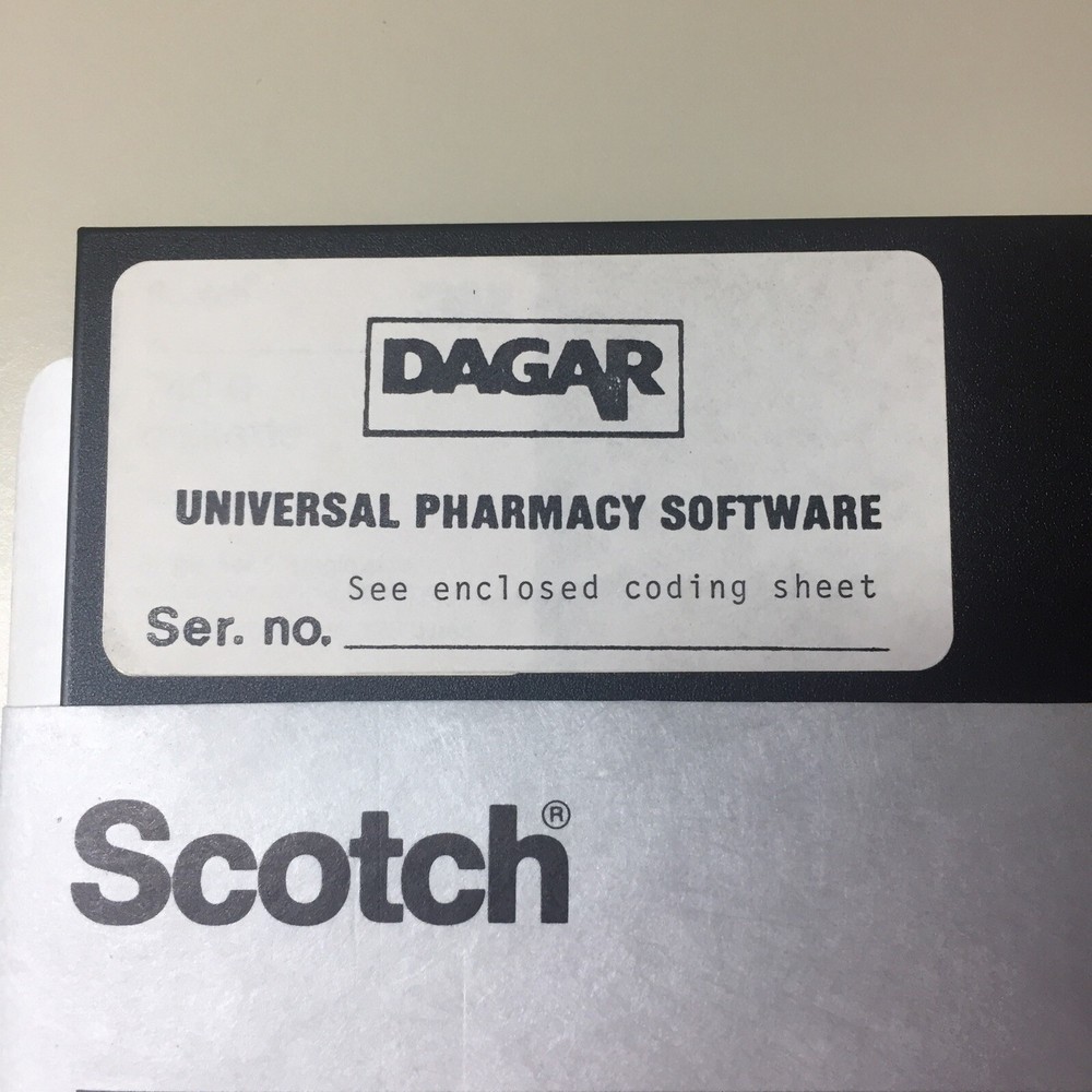 Vintage DAGAR Universal Pharmacy Software 8” Floppy Disk VHTF