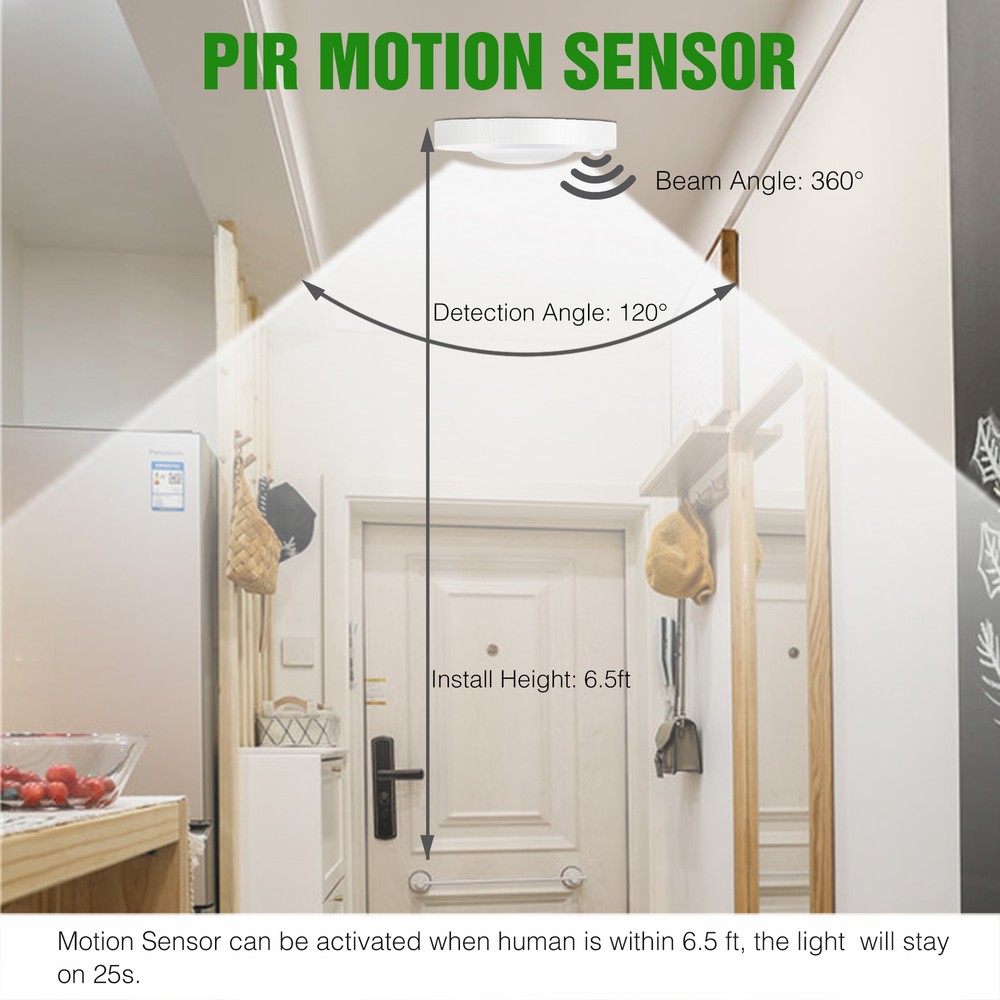 6Inch PIR Motion Sensor LED Disk Closet Light Dimmable Ceiling Night Light Lamp