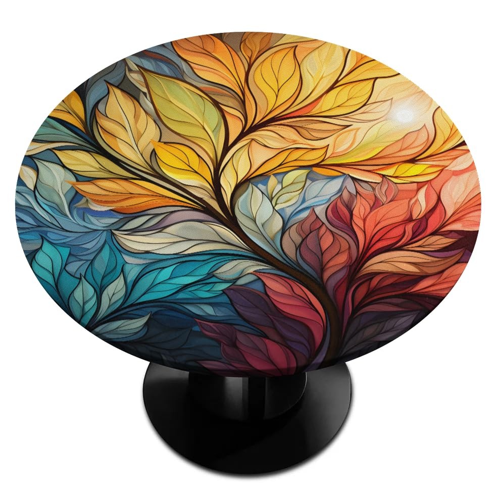 Round Fitted Tablecloth with Elastic Edge, Abstract 42" (Round) Abstract Tree