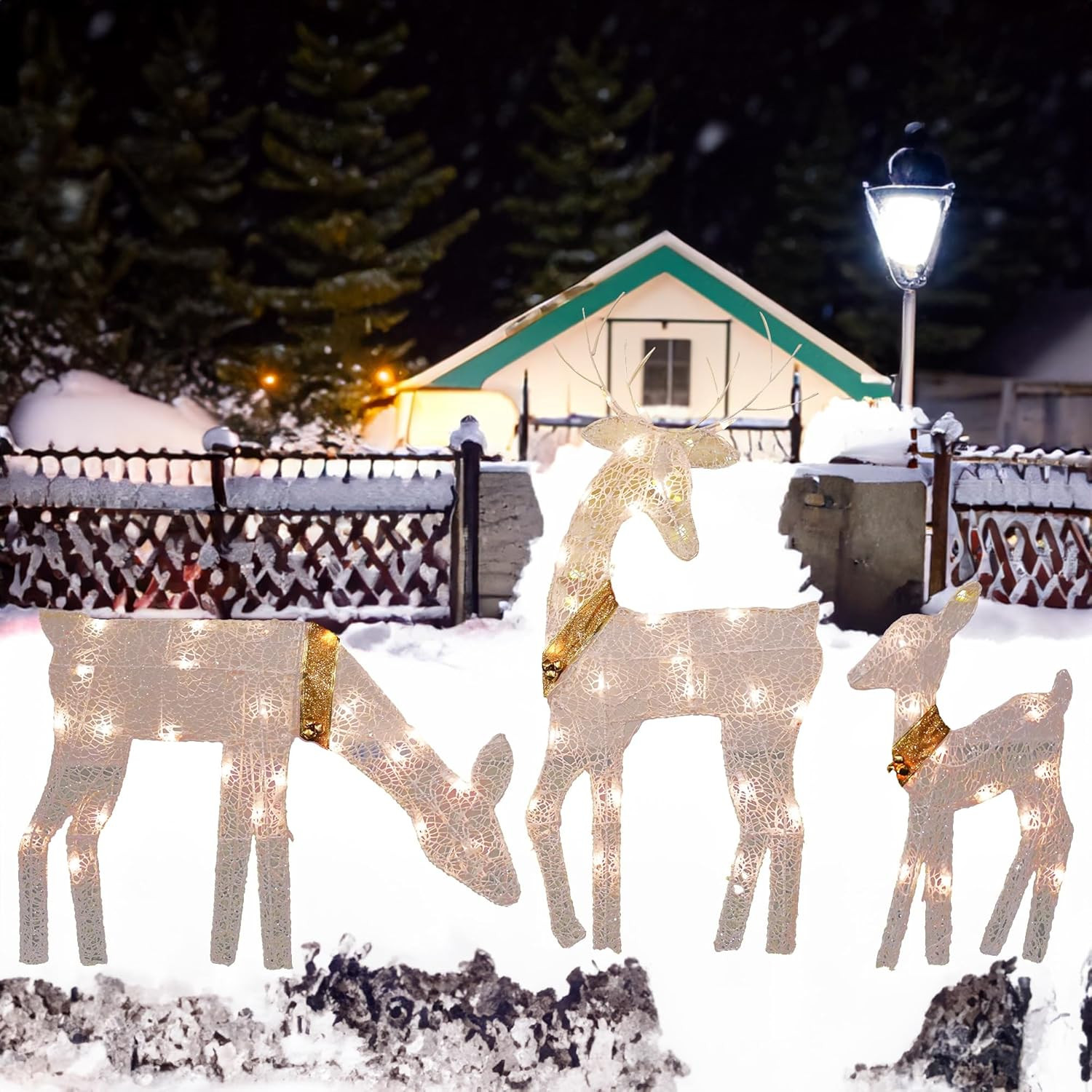 Dazzle Bright Christmas Outdoor Decoration, 3-Piece Lighted 2D Reindeer Family w
