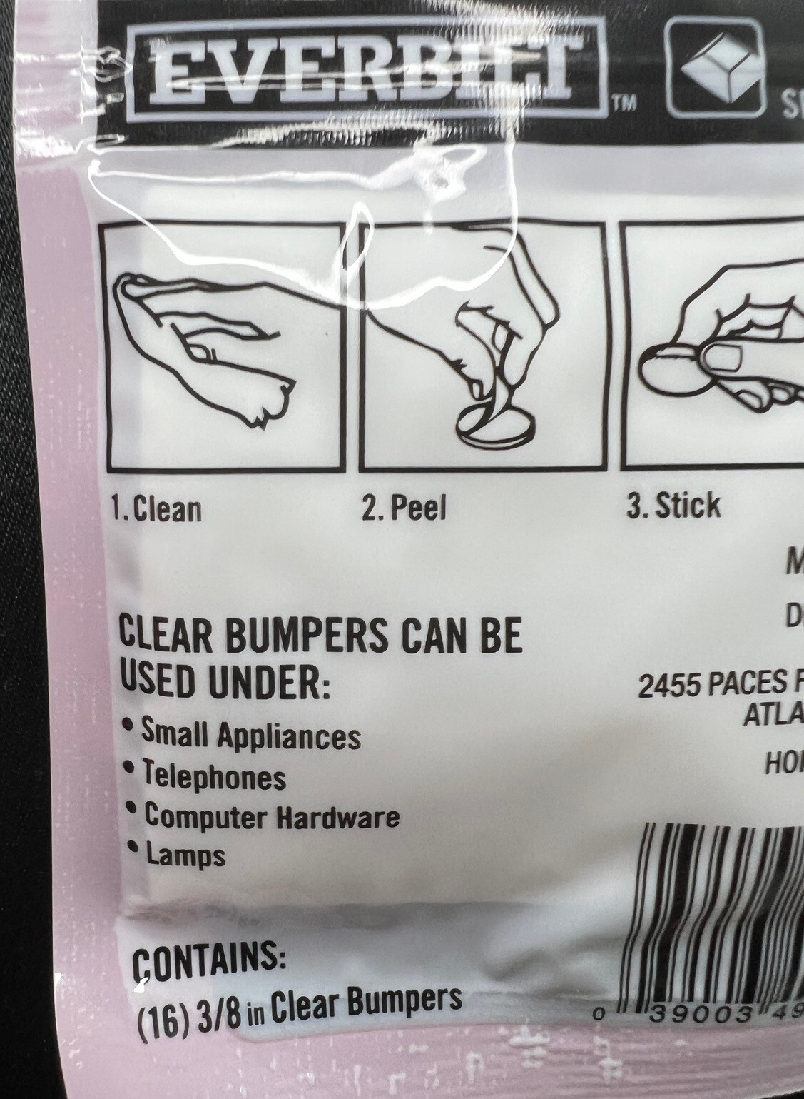 Everbilt 3/8” Clear Self-Adhesive Bumpers for Appliances Lamps Hardware, 16 Pack