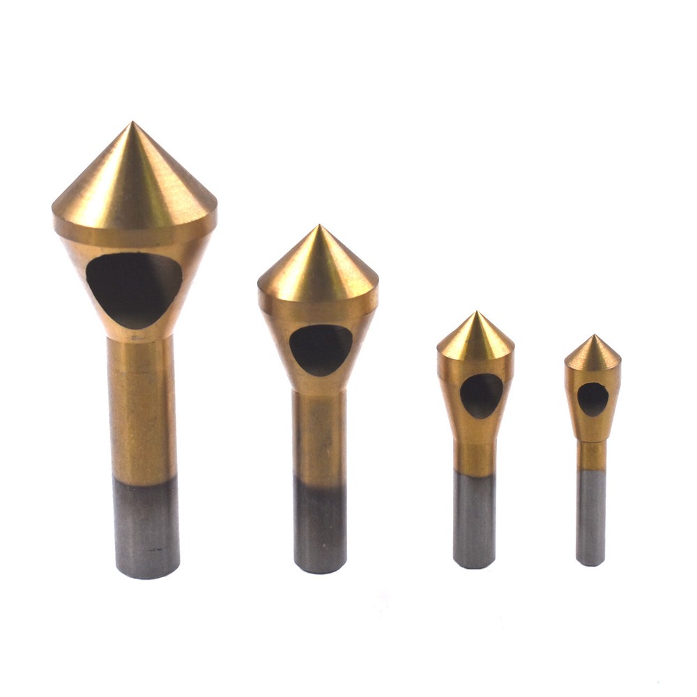 4x HSS Hole Chamfering Tool Countersink and Deburring Drill Bits Titanium Coated
