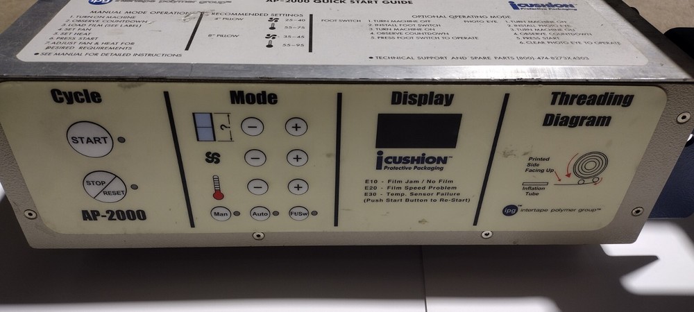 IPG INFLATABLE AIR PILLOW SYSTEM AP2000 TABLE TOP USED