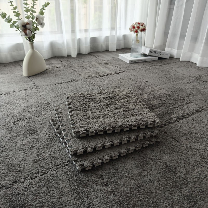 20Pcs 11.8"x11.8" Plush Interlocking Carpet Tiles, Anti-Slip Puzzle Mat for Kid