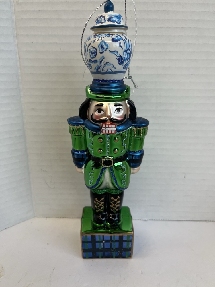 Raz 8” Black Watch Plaid Delft Nutcracker