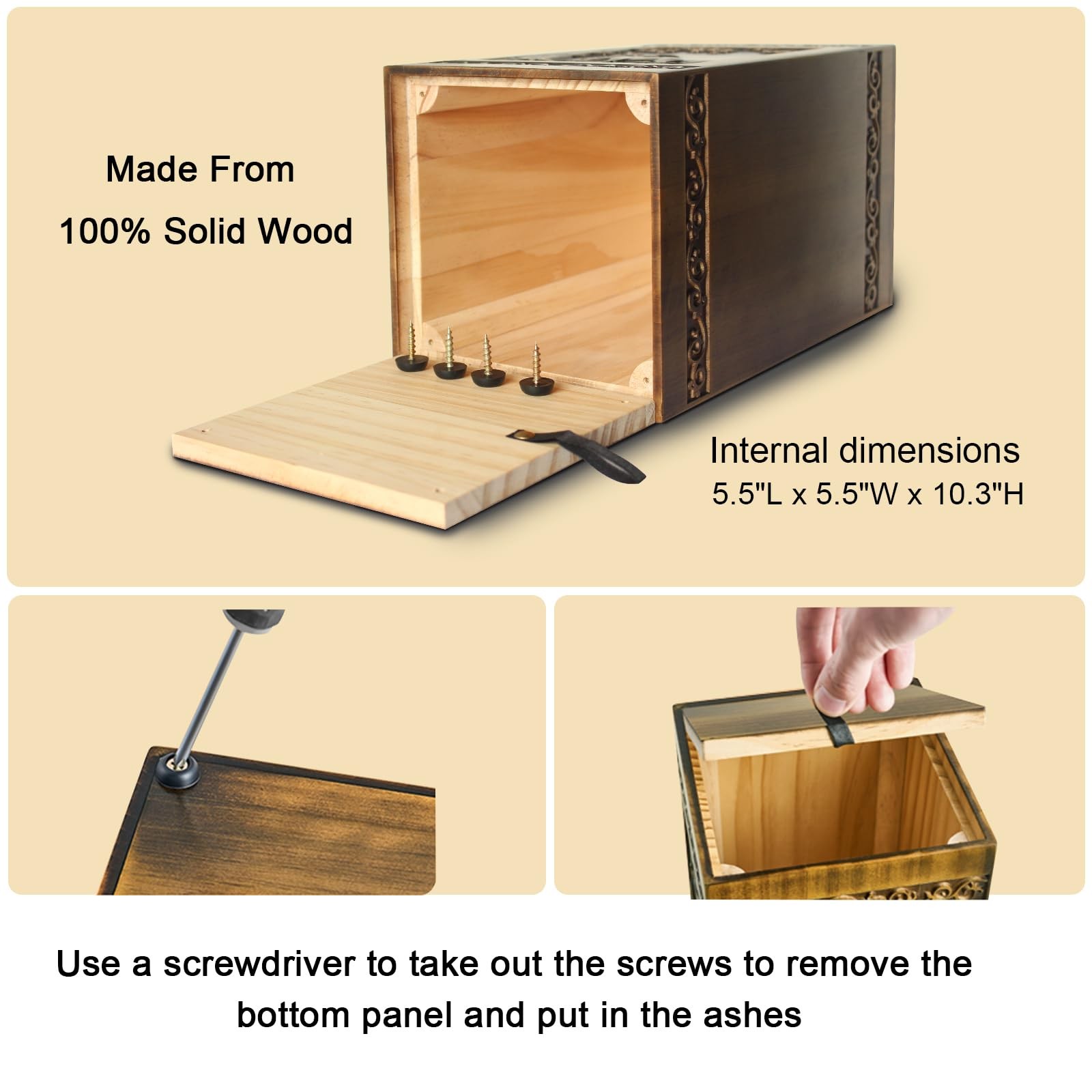 Wooden Cremation Urns for Human Ashes Adult Male Female X-Large, Nostalgia