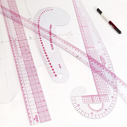 French Curve Ruler for Pattern Making, 15 Pieces Clear Sewing Ruler Set for