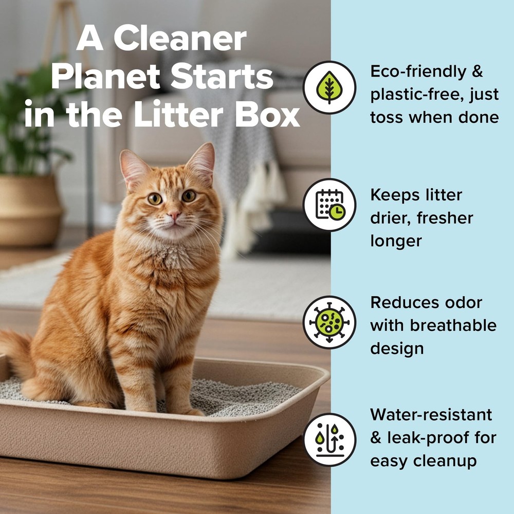 Kitty Sift Disposable Cat Litter Box Large, 6 Count, Durable Portable for Tra...
