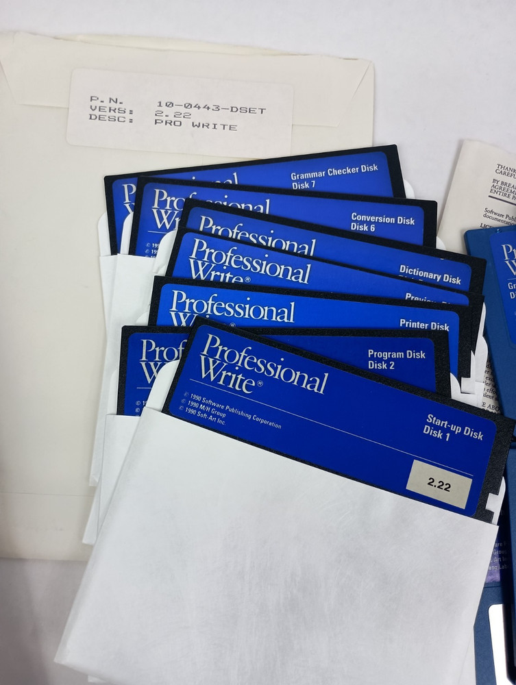 Vintage 1990 SPC Professional Write 2.2 Word Processing Software 3.5 5.25" Disks