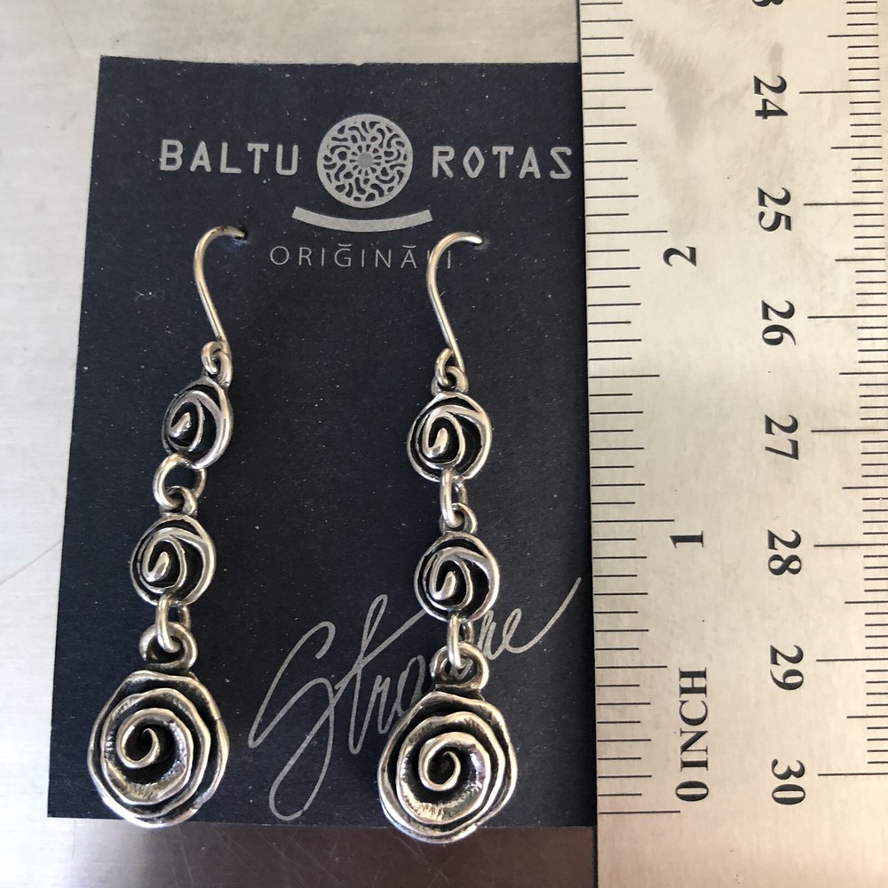 Baltu Rotas Sterling 925 ROSE Dangle Hook Earrings