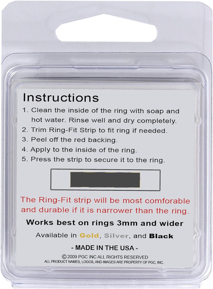 THE ORIGINAL Ring-Fit Sizing Strips by PGC, Inc - Ring Guard / Ring Size Reducer
