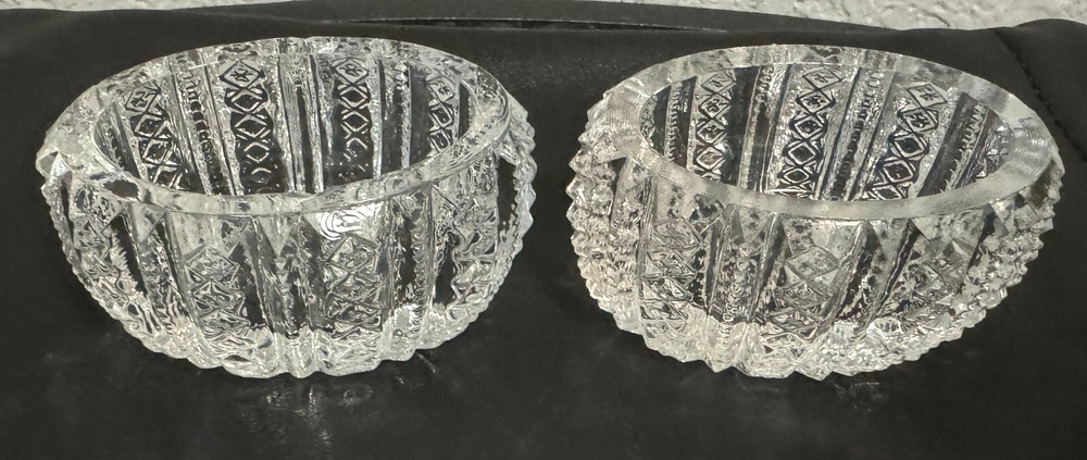 Pair Salt Dip Cellar Mardi Gras Clear (Pressed) by DUNCAN & MILLER