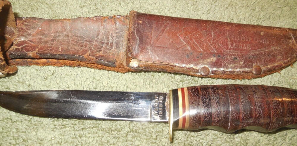 KA-BAR FIXED BLADE KNIFE 1235 & LEATHER SHEATH