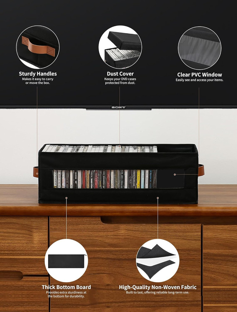 6 Packs CD Storage Box with Visible Window, Stackable CD Case Holder with Dustpr
