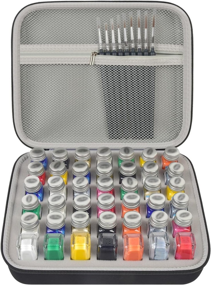 ALKOO Model Paint Storage Case Compatible with Testors Set, 42PCS Grey