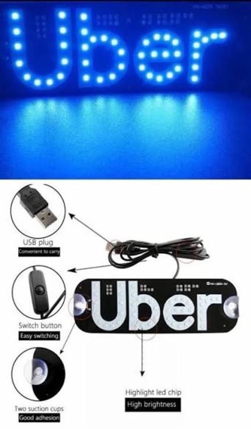 Bright U B E R Green LED Driver Display Sign USB Switch Suction Cup Ship Fast
