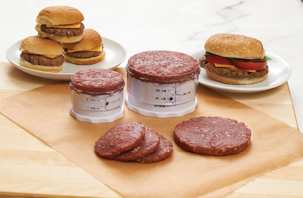 Adjust-A-Burger Press Set, Plastic, 2-Piece, White